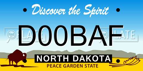 D00BAF North Dakota License Plate