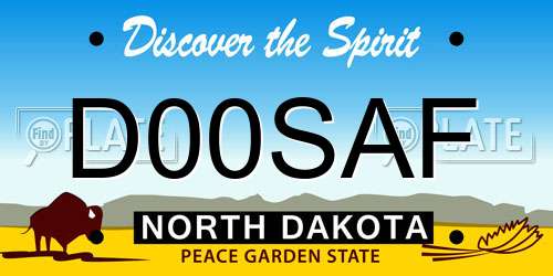 D00SAF North Dakota License Plate