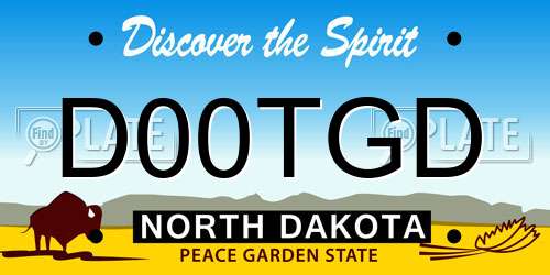 D00TGD North Dakota License Plate