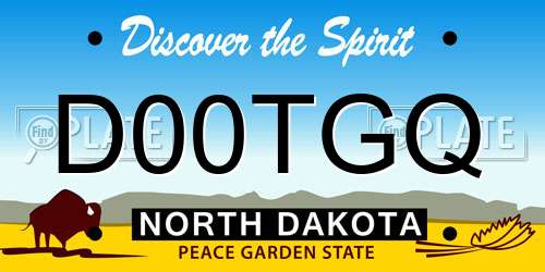D00TGQ North Dakota License Plate