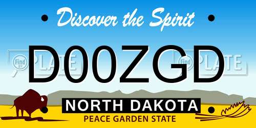 D00ZGD North Dakota License Plate
