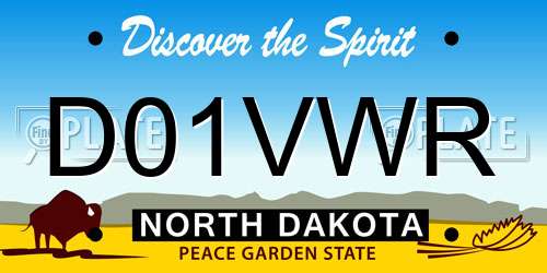D01VWR North Dakota License Plate