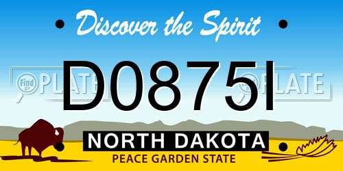 D0875I North Dakota License Plate