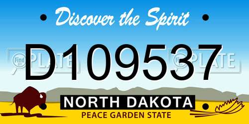D109537 North Dakota License Plate