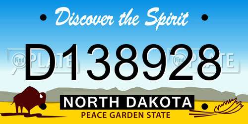 D138928 North Dakota License Plate
