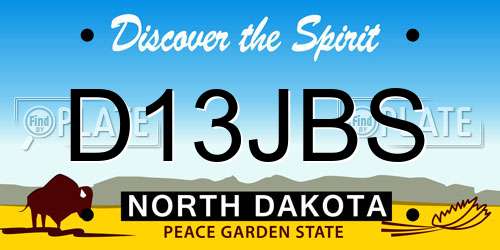 D13JBS North Dakota License Plate