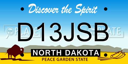 D13JSB North Dakota License Plate
