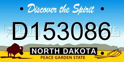 D153086 North Dakota License Plate