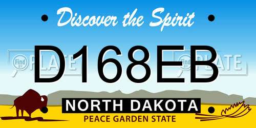 D168EB North Dakota License Plate