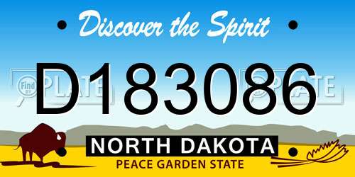 D183086 North Dakota License Plate
