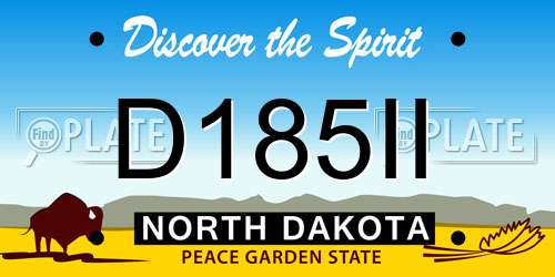 D185II North Dakota License Plate