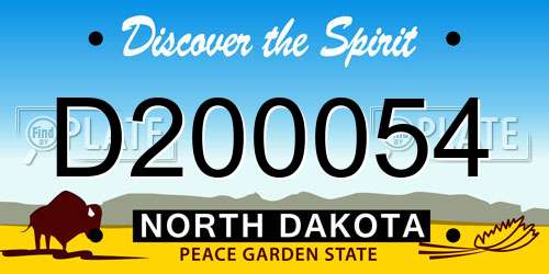 D200054 North Dakota License Plate