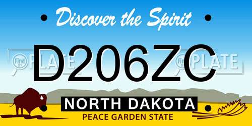D206ZC North Dakota License Plate