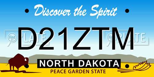 D21ZTM North Dakota License Plate