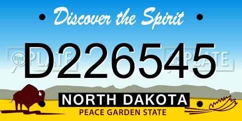 D226545 North Dakota License Plate