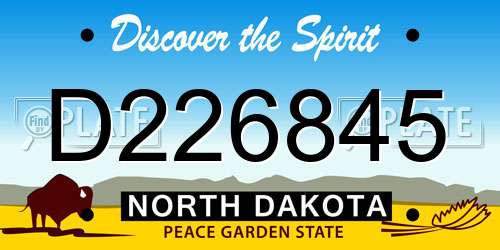 D226845 North Dakota License Plate