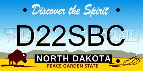 D22SBC North Dakota License Plate