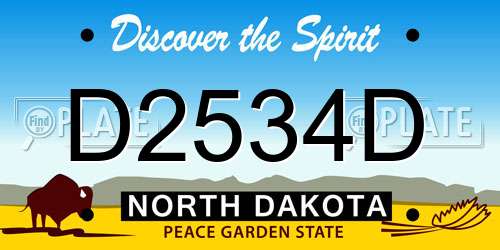 D2534D North Dakota License Plate