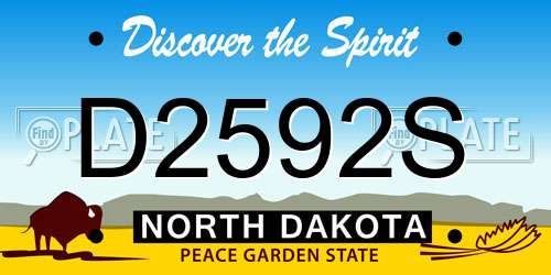 D2592S North Dakota License Plate