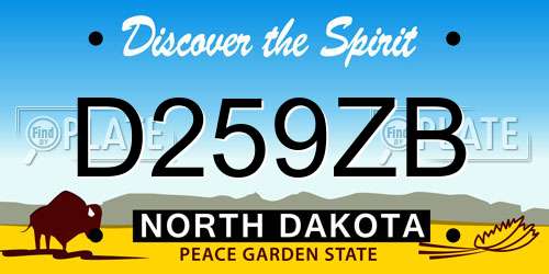 D259ZB North Dakota License Plate