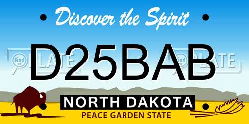 D25BAB North Dakota License Plate