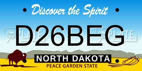 D26BEG North Dakota License Plate