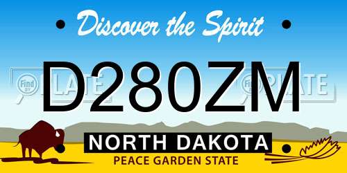 D280ZM North Dakota License Plate