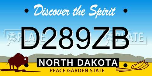 D289ZB North Dakota License Plate