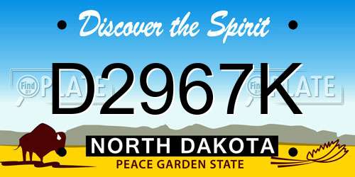 D2967K North Dakota License Plate