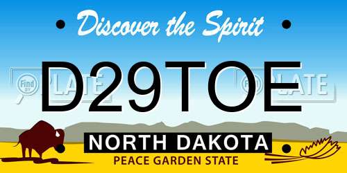 D29TOE North Dakota License Plate