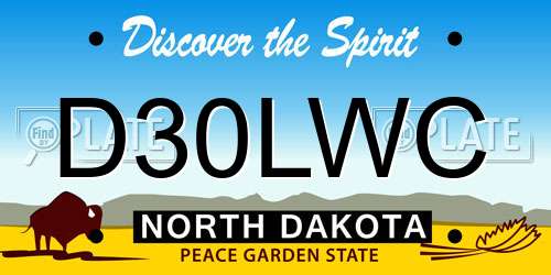 D30LWC North Dakota License Plate