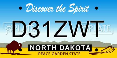 D31ZWT North Dakota License Plate