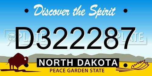 D322287 North Dakota License Plate