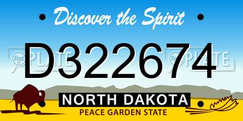D322674 North Dakota License Plate