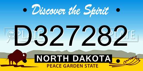 D327282 North Dakota License Plate