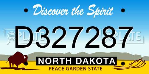 D327287 North Dakota License Plate