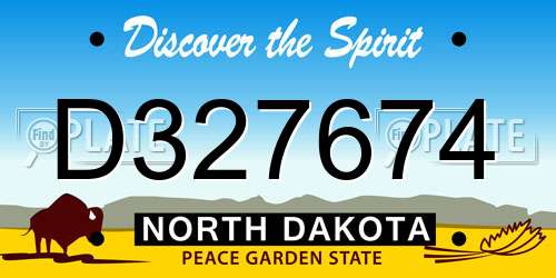 D327674 North Dakota License Plate
