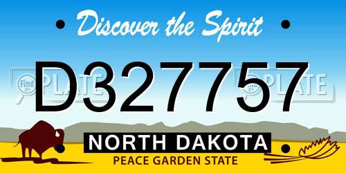 D327757 North Dakota License Plate
