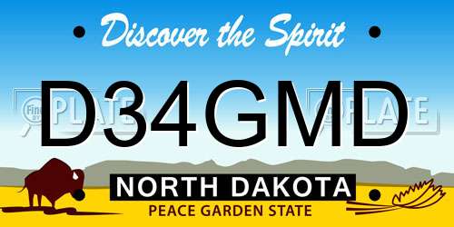 D34GMD North Dakota License Plate