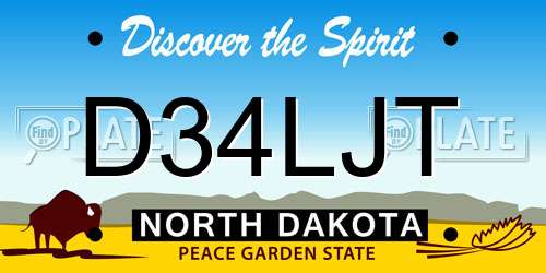 D34LJT North Dakota License Plate
