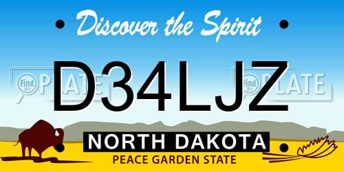 D34LJZ North Dakota License Plate