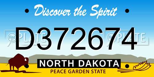 D372674 North Dakota License Plate