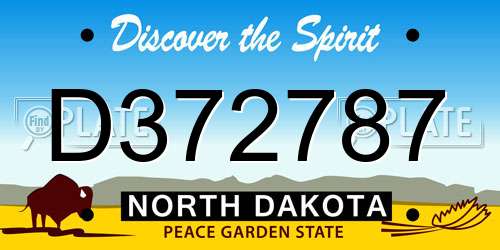 D372787 North Dakota License Plate