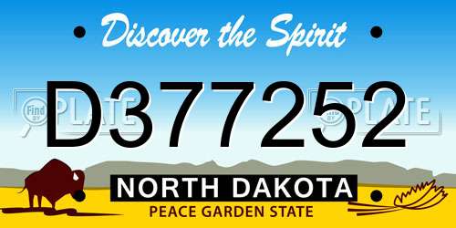 D377252 North Dakota License Plate