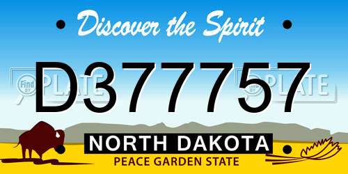 D377757 North Dakota License Plate