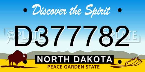 D377782 North Dakota License Plate