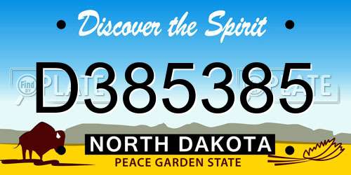 D385385 North Dakota License Plate