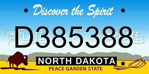 D385388 North Dakota License Plate