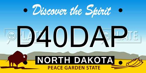 D40DAP North Dakota License Plate