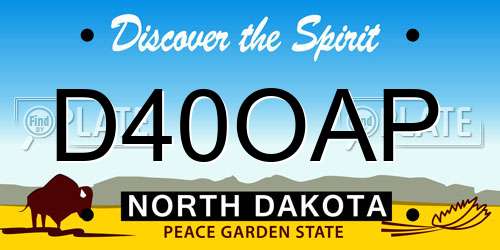 D40OAP North Dakota License Plate
